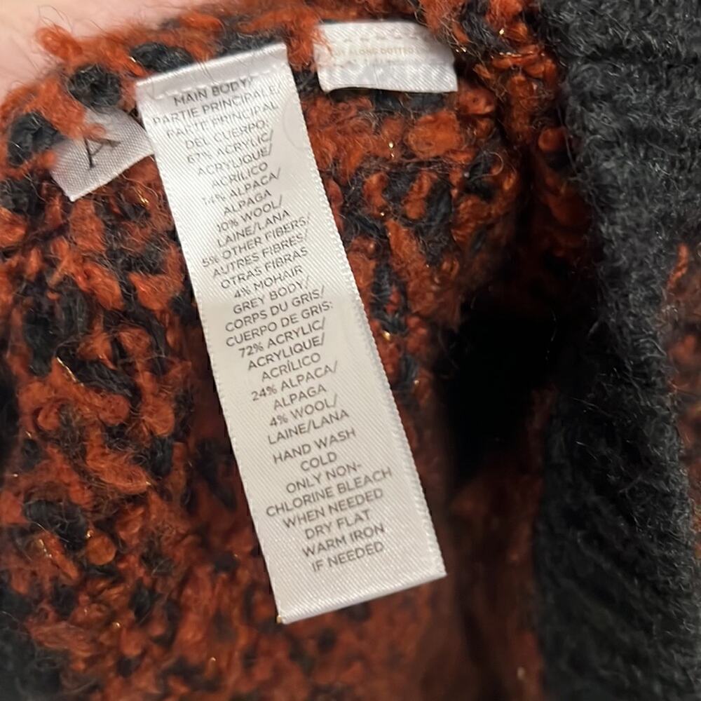 LOFT orange and gray crewneck sweater size small - Picture 6 of 6